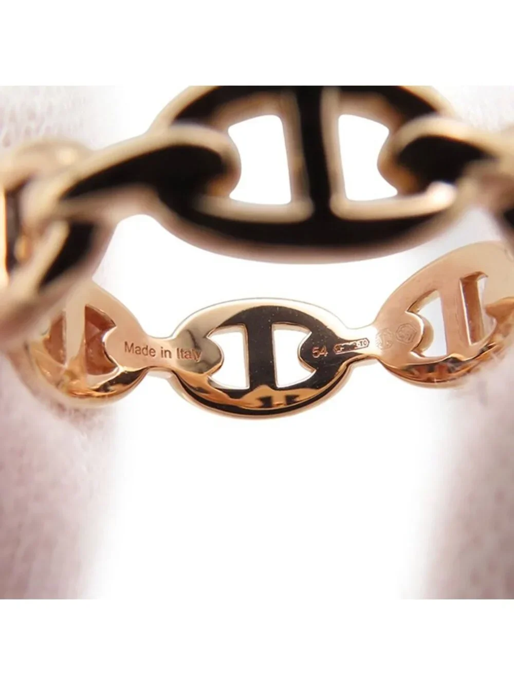 Hermes Ring Chaine D'Ancre PM 18K Pink Gold 54 Enchainee